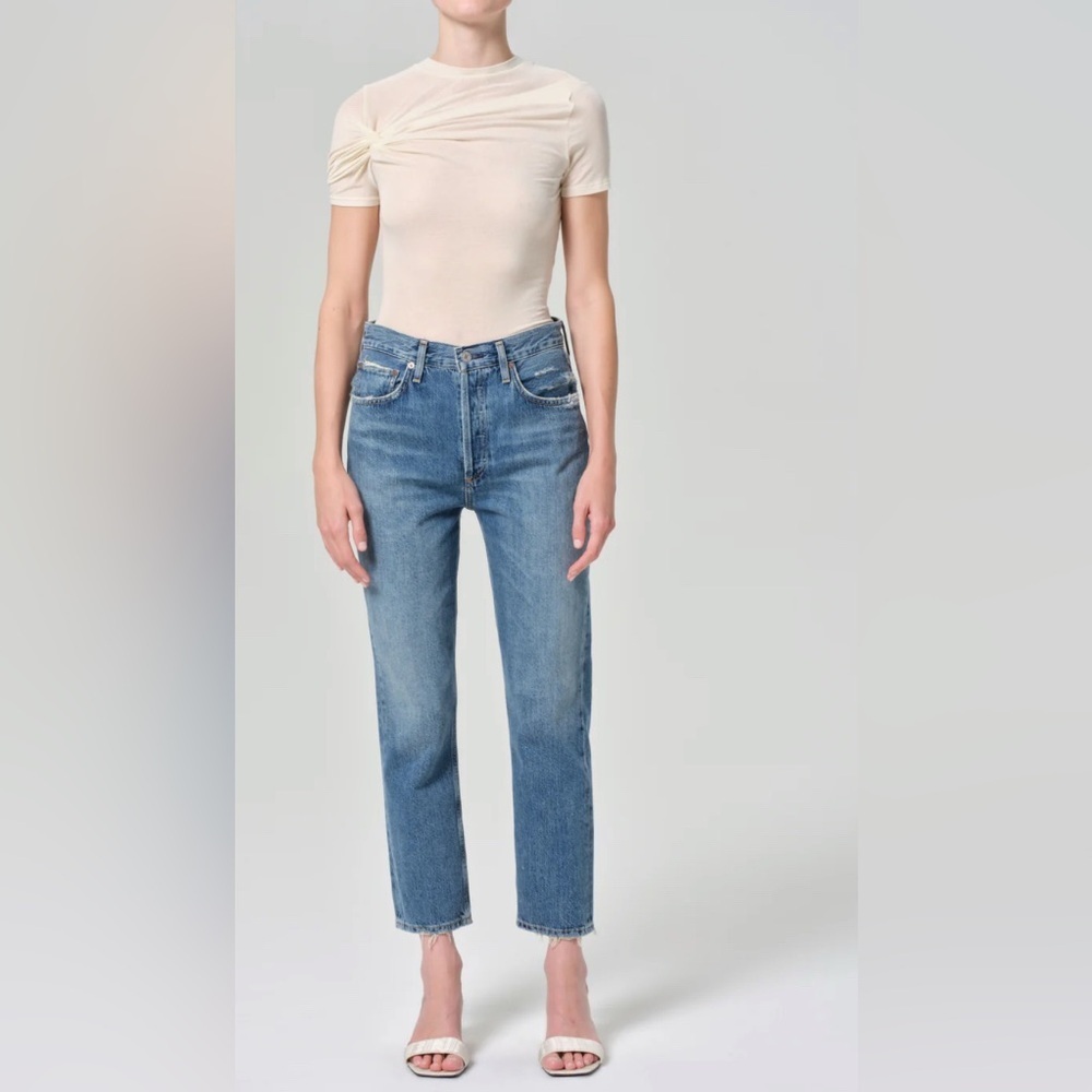 Agolde | Riley High Rise Straight Crop Denim Jeans Size 25/0 Medium Wash Classic